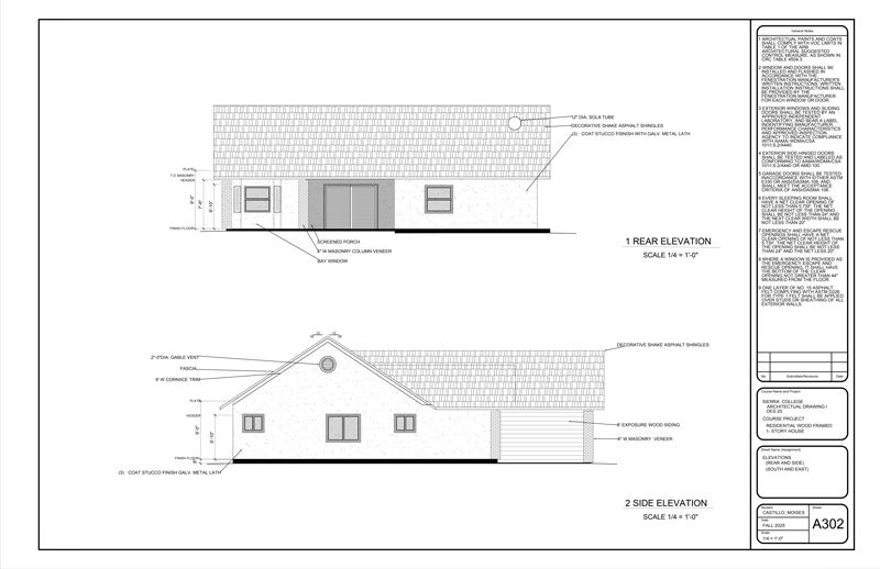 Rear & Side Elevations.