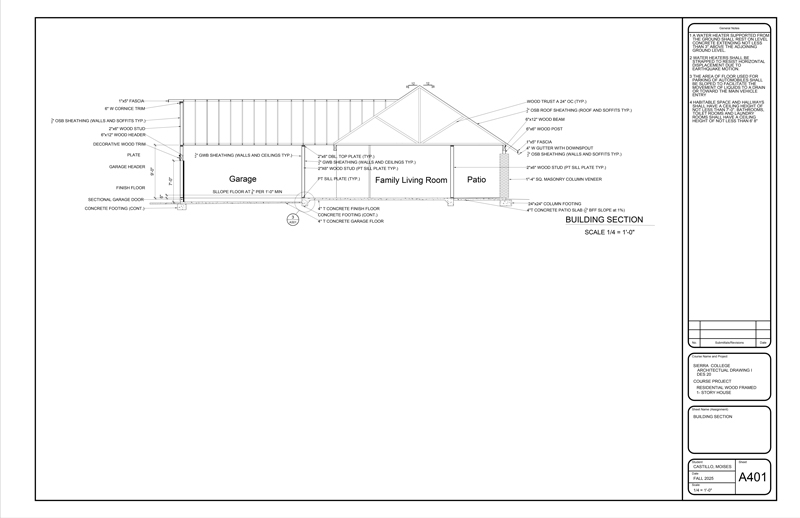 Narrow lot row house floor plan with vertical circulation core.